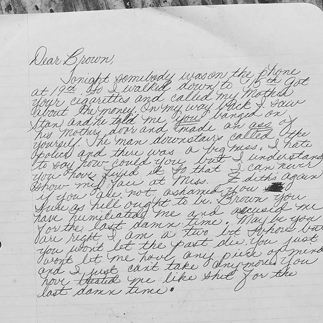 #8 An emotional letter filled with anger, pay phones, and cigarettes.. Found in a The Three Souls Jazz LP
