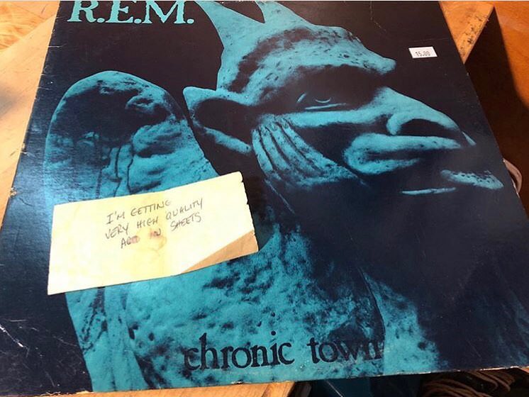 #42 A message on the back of a receipt found inside REM’s ‘Chronic Town’ that reads: “I’m getting very high quality acid in sheets.”