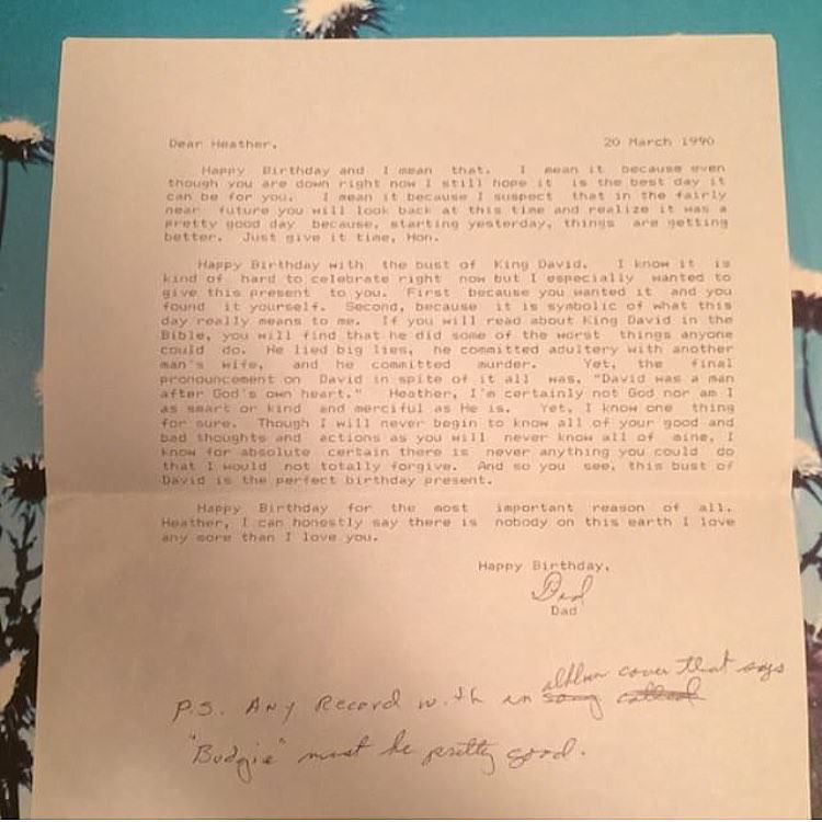 #20 A very heartfelt letter to “Heather” from her dad in 1990. Sounds like she was going through some tough times and Dad came to the rescue with a a very sweet message and a copy of ‘Boomerang’ by The Creatures.
