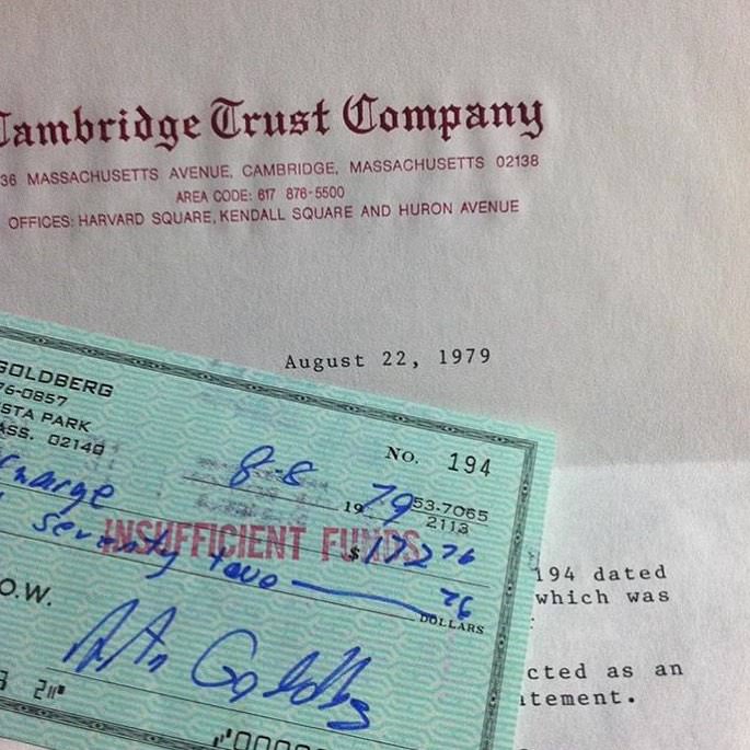 #50 Bounced check still sealed in an envelope from a bank inside an old Canadian psych LP by the group Perth County Conspiracy.