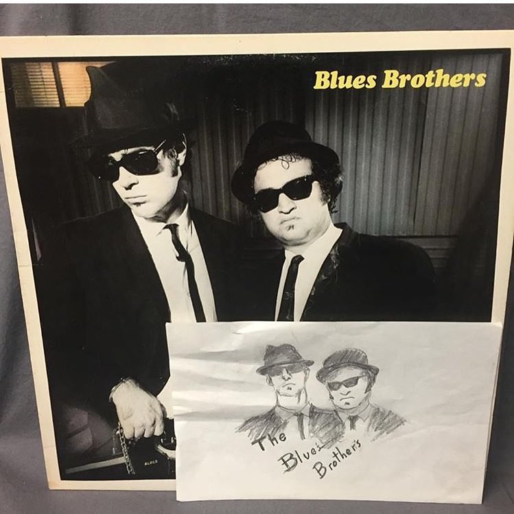 #27 Found this stunning pencil illustration of The Blues Brothers inside their LP