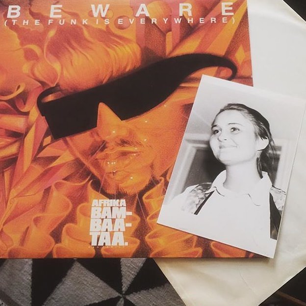 #12 found this black and white photo of a young woman inside this copy of Afrika Bambaataa’s ‘Beware (The Funk is There)’ LP.