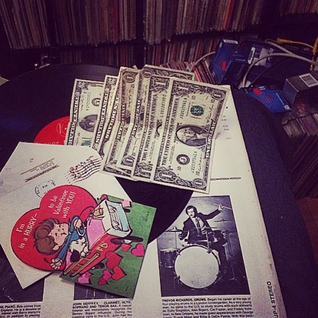#6 $55 found in a vintage Valentine’s Day card stashed away in an LP sleeve.