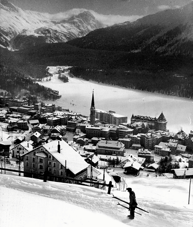 #26 Snow-covered winter-resort village St. Moritz.