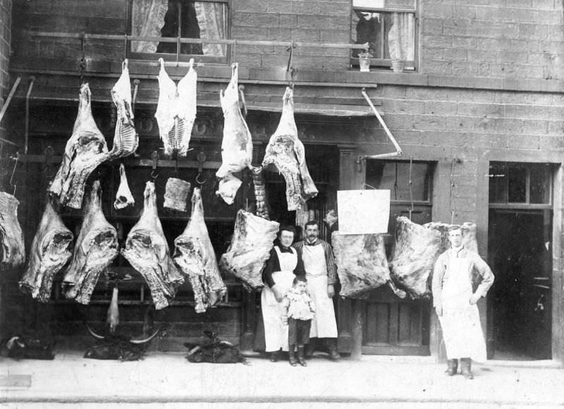 Butchers Shops Of Victorian Era: Photos Show Slaughtered Animals Hung Outside The Shops Weird