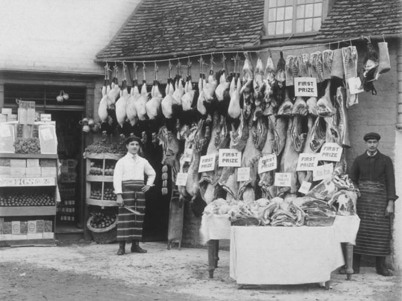 Butchers Shops Of Victorian Era: Photos Show Slaughtered Animals Hung Outside The Shops Weird