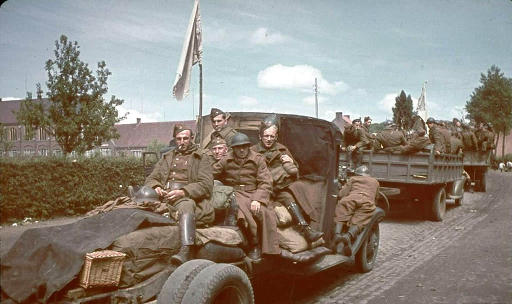 #108 Belgian soldiers after surrendering German troops 1940