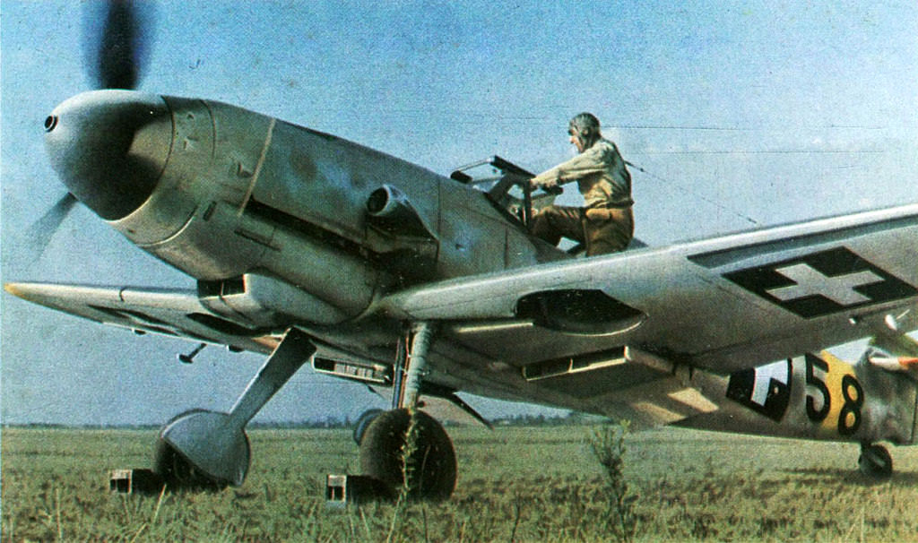 #121 Hungarian Pilot climbs into cockpit of a Messerschmitt Bf 109F-4, 1943