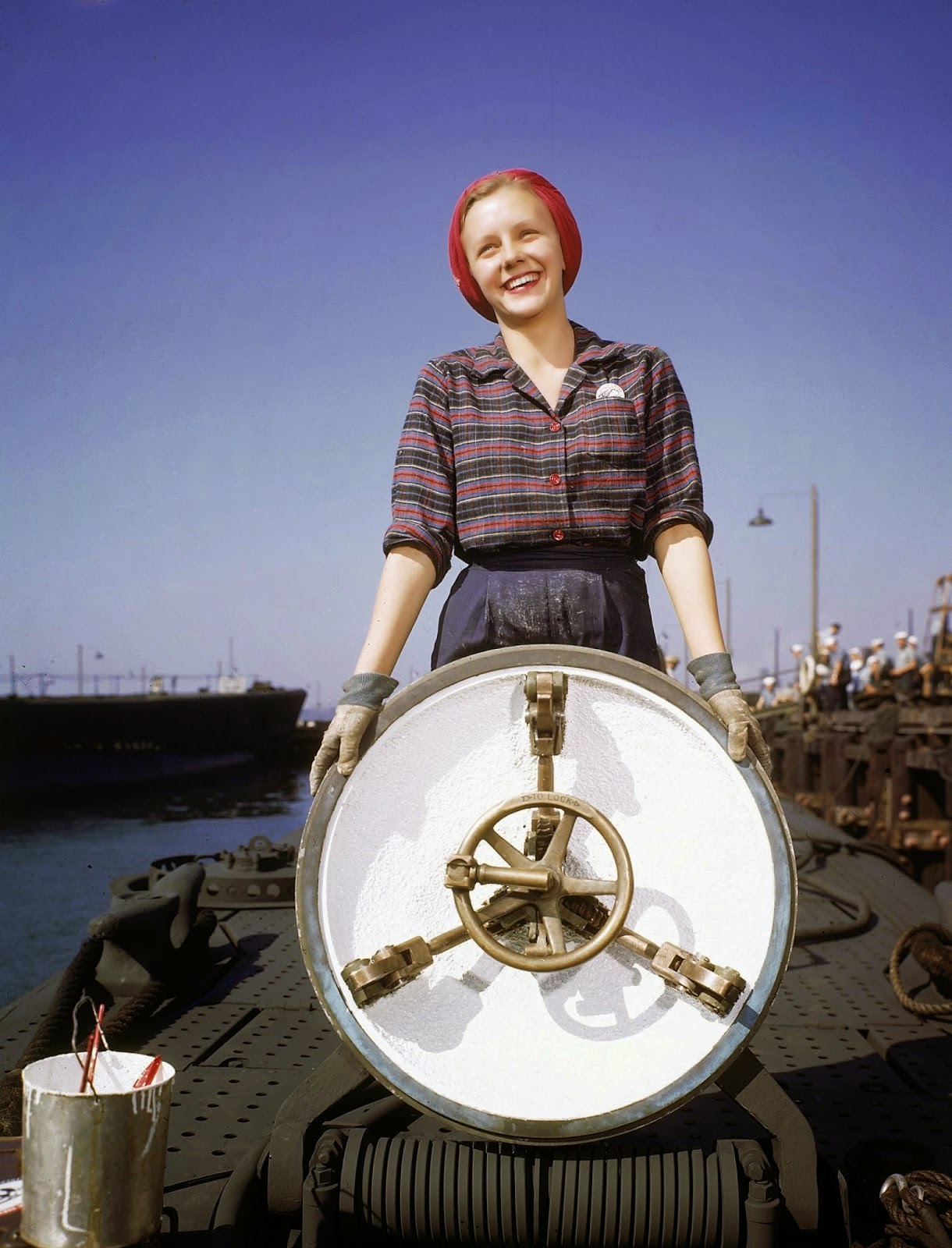 #37 A worker at Electric Boat Co. in New London, Conn. in 1943.