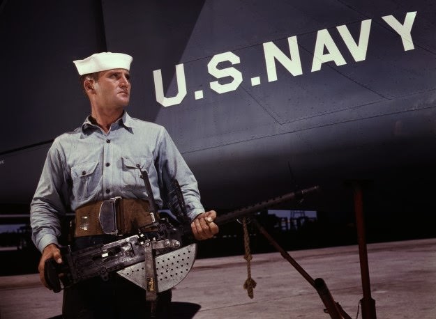 #174 After seven years in the Navy, J.D. Estes is considered an old sea salt by his mates at the Naval Air Base, Corpus Christi, Texas, in August of 1942