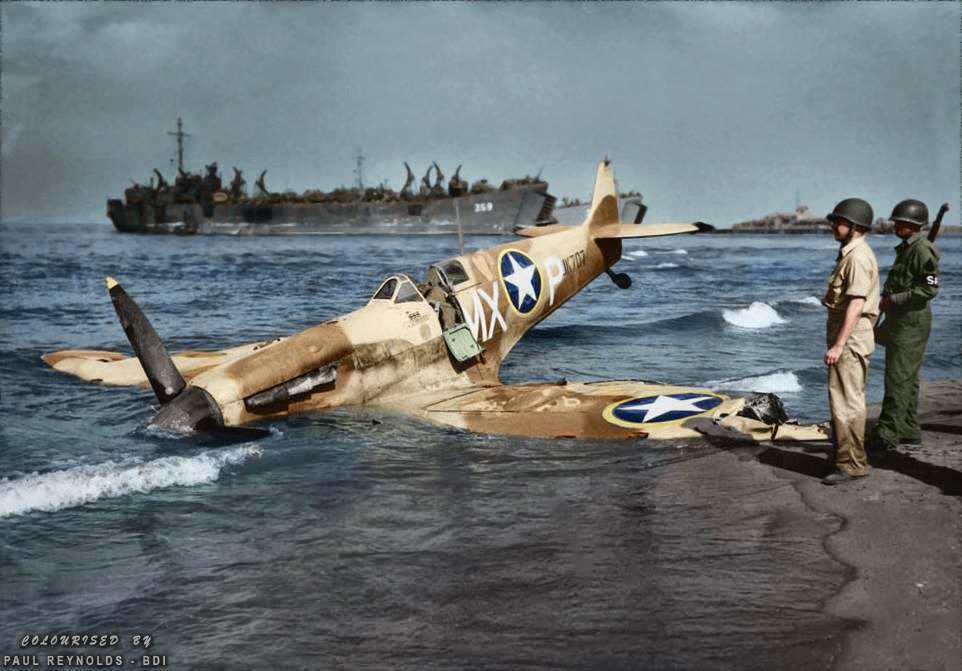 #24 A Supermarine Spitfire Vc ‘Tropical’ JK707 MX-P serving with 307th Fighter Squadron, 31st Fighter Group operated by 12th USAAF. The regular pilot was 1st.Lt. Carroll A.