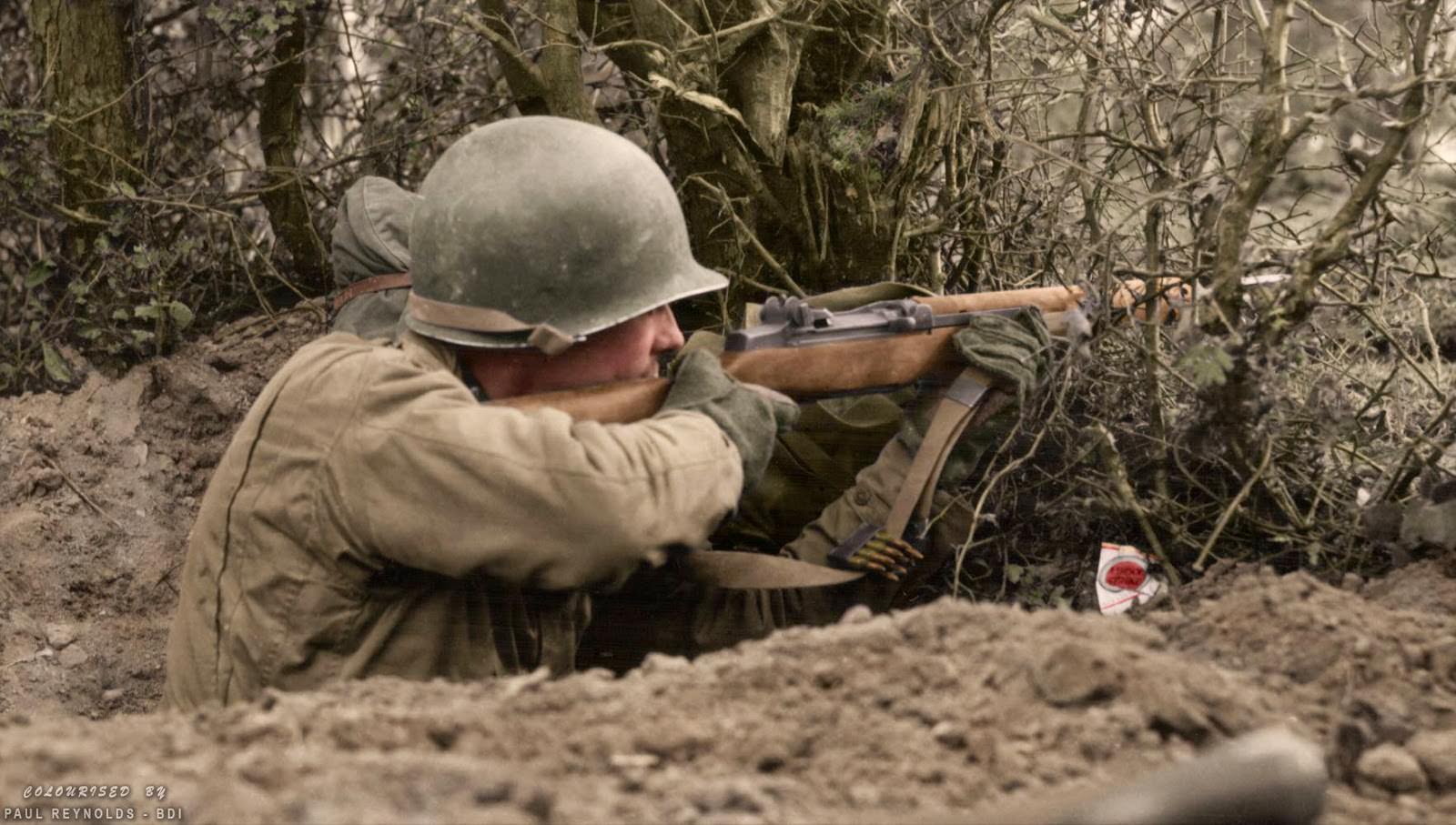 #90 Lucky Strike” c. 1944. The United States was the only country to equip its troops with an auto-loading rifle as the standard infantry weapon of WWII.