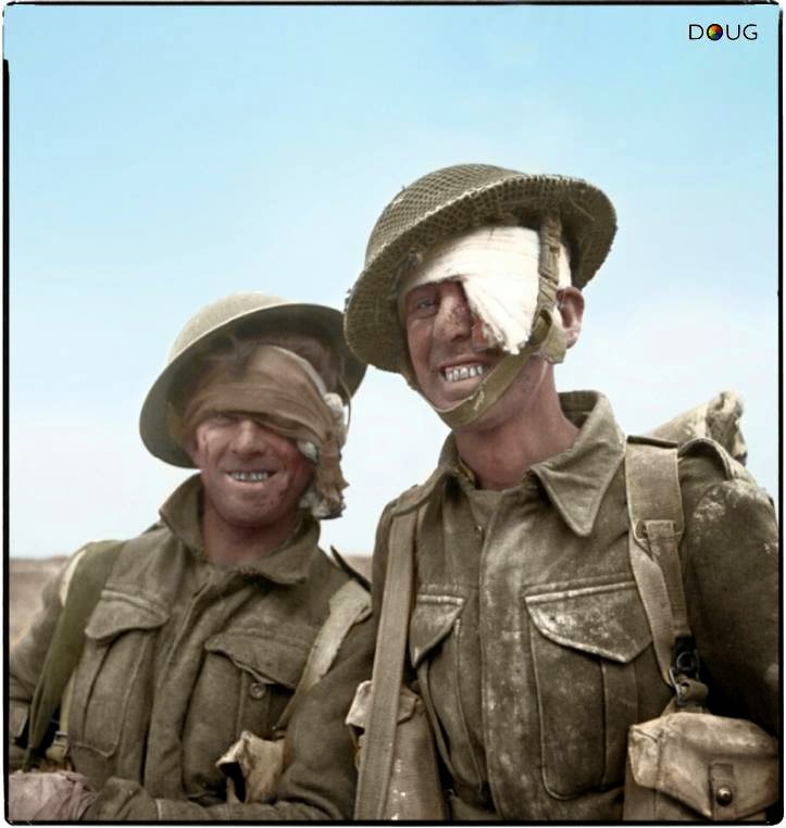 #98 Two wounded soldiers from the 6th Durham Light Infantry, 50th (Northumbrian) Infantry Division, XXX Corps., during the Mareth line battle, 22-24 March 1943