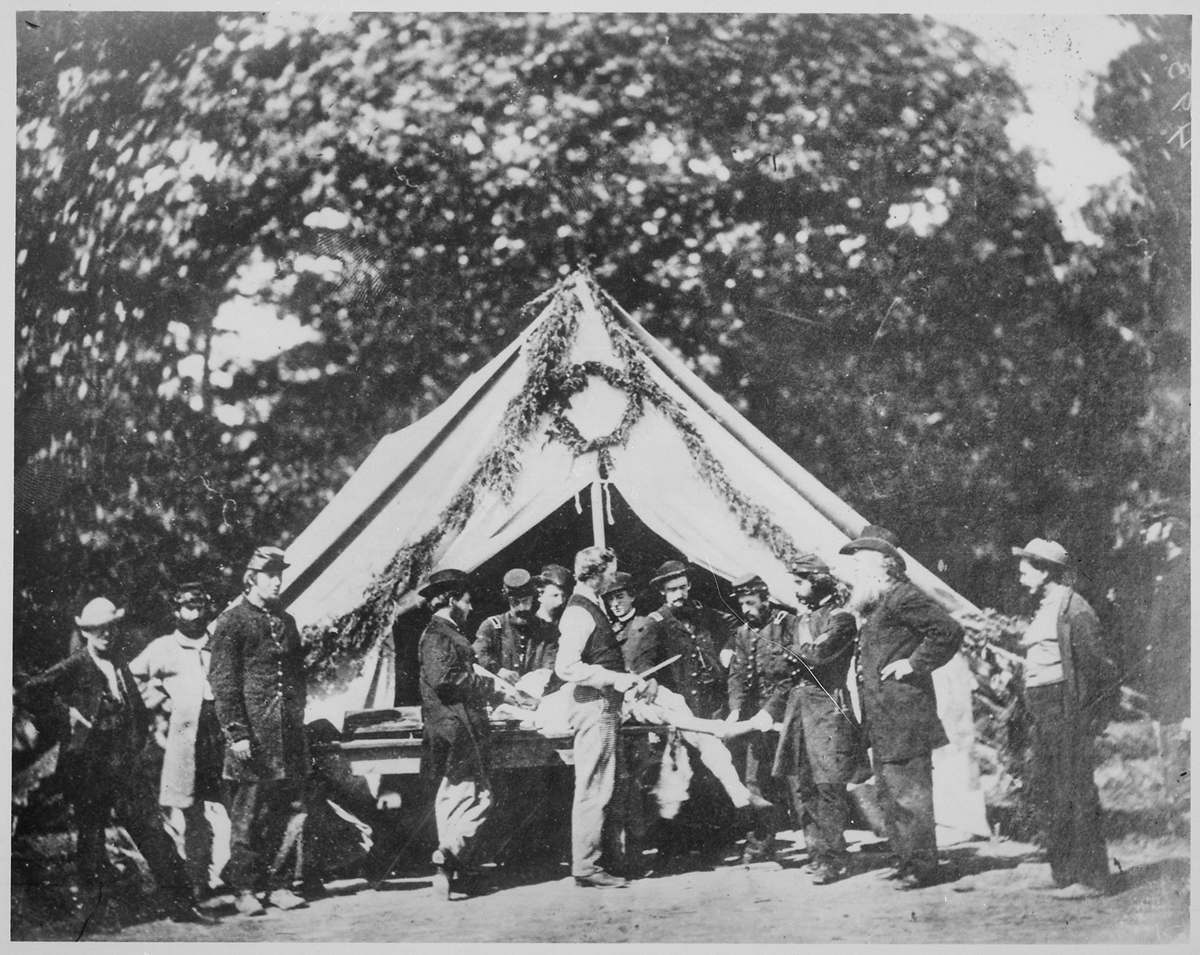 #13 Amputation being performed in front of a hospital tent, Gettysburg, July 1863