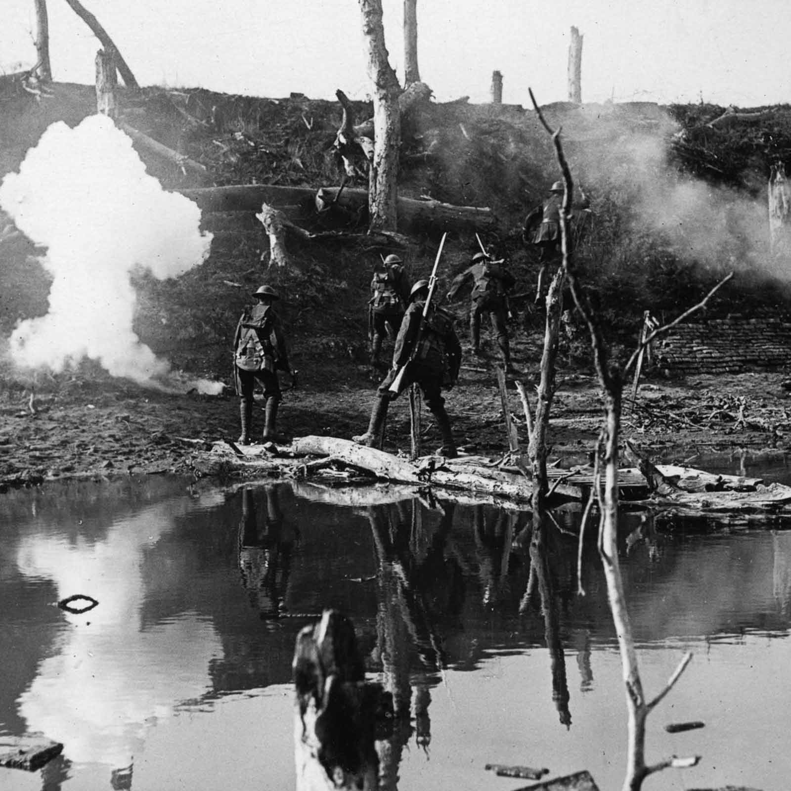 #27 Soldiers cross the river Ancre during the Allied attack on Thiepval Ridge. September, 1916.