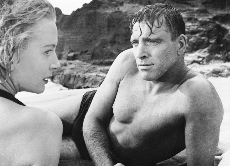 Burt Lancaster and Deborah Kerr get passionate on a beach in the classic love scene from the film ‘From Here to Eternity,’ 1953.