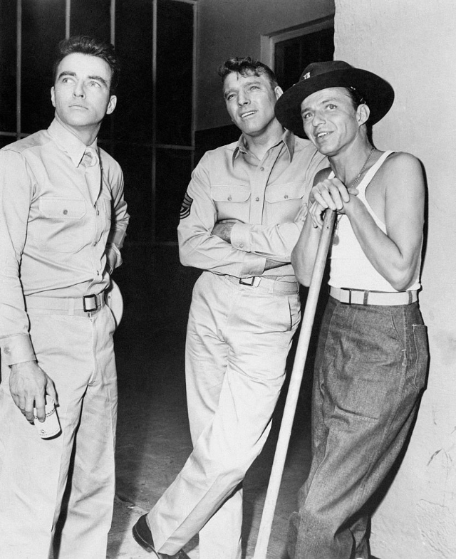 #13 Montgomery Clift, Burt Lancaster and Frank Sinatra on the set of ‘From Here to Eternity,’ 1953.