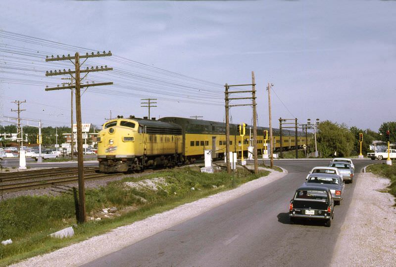 Chicago and Northwestern train passing alongside, 1967
