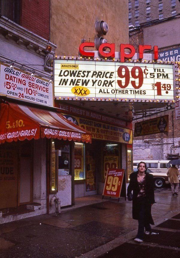 By the late 1970s, adult stores and theaters dominated Times Square, with Rolling Stone referring to it as the “sleaziest block in America” in 1981.