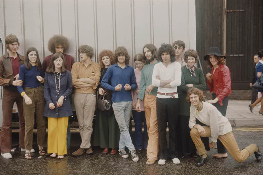 Members of Mercury’s former English group Ibex pose in Bolton, Lancashire on August 23, 1969
