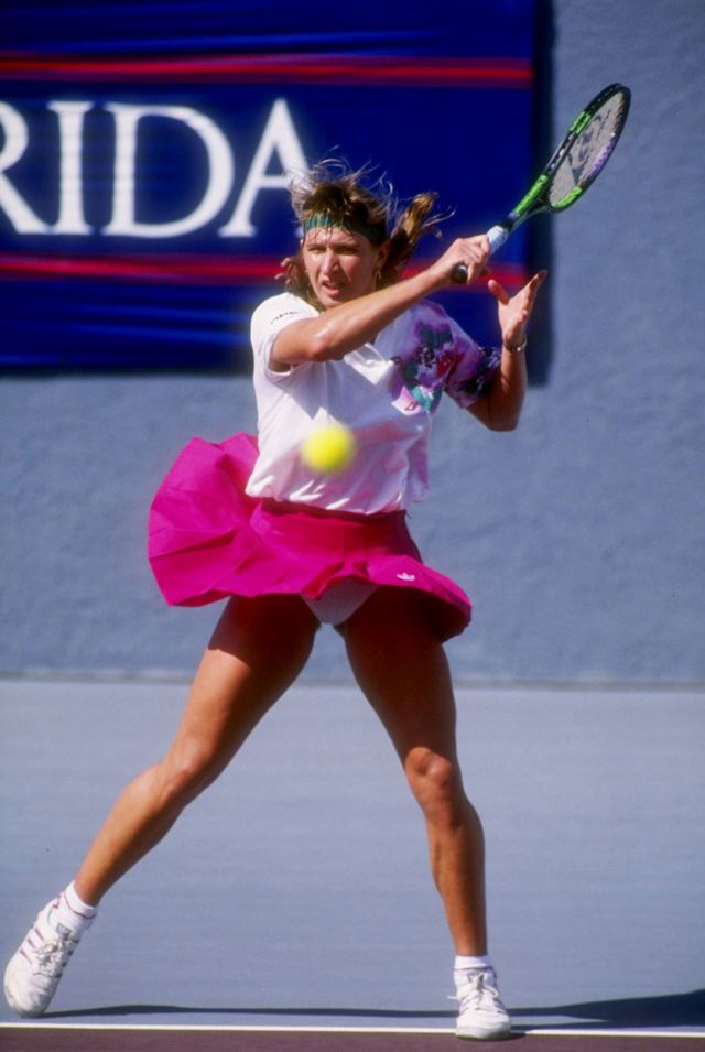 Young Steffi Graf: Candid Photos Of Legendary Tennis Player On Tennis Court Sports