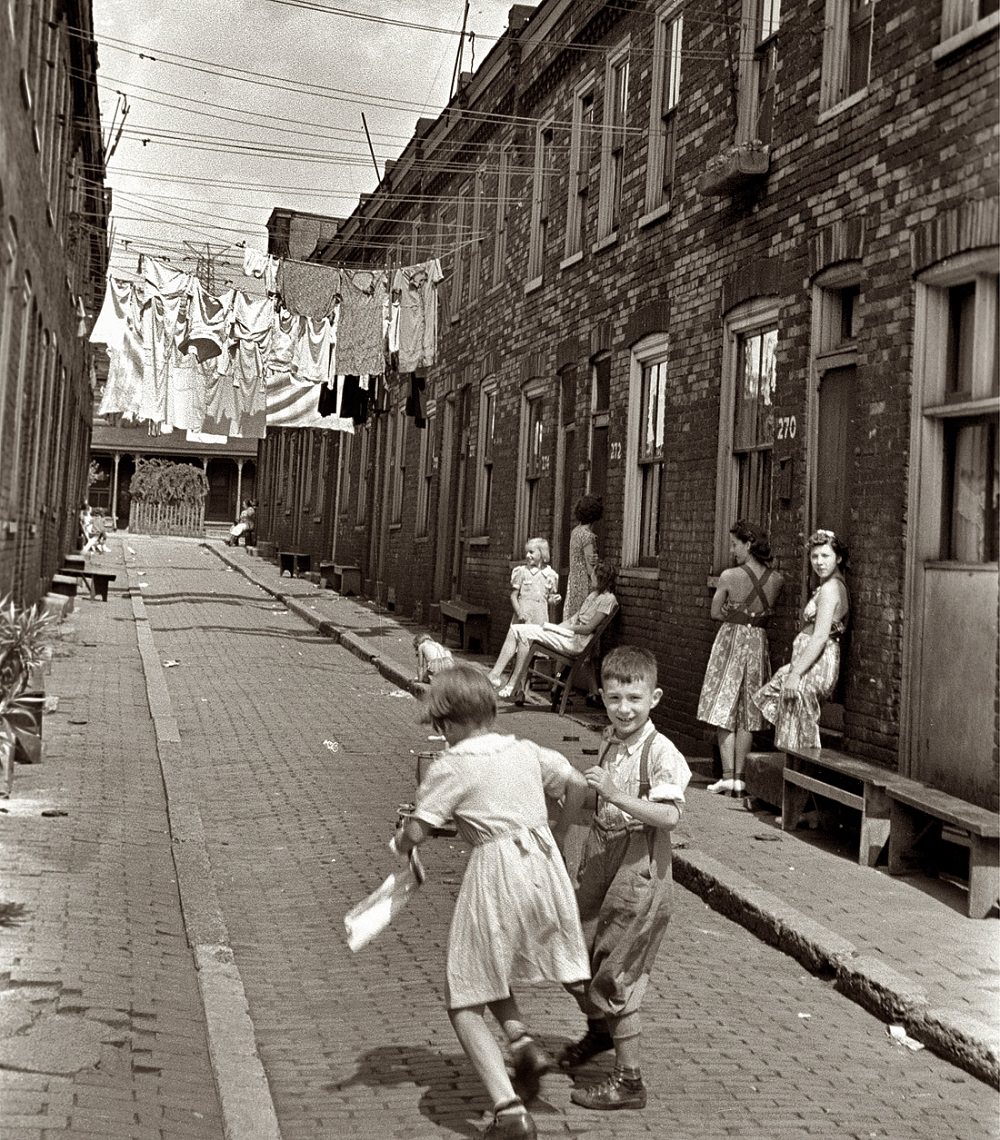 #12 Another view of the rowhouses in Ambridge, Pennsylvania, July 1938