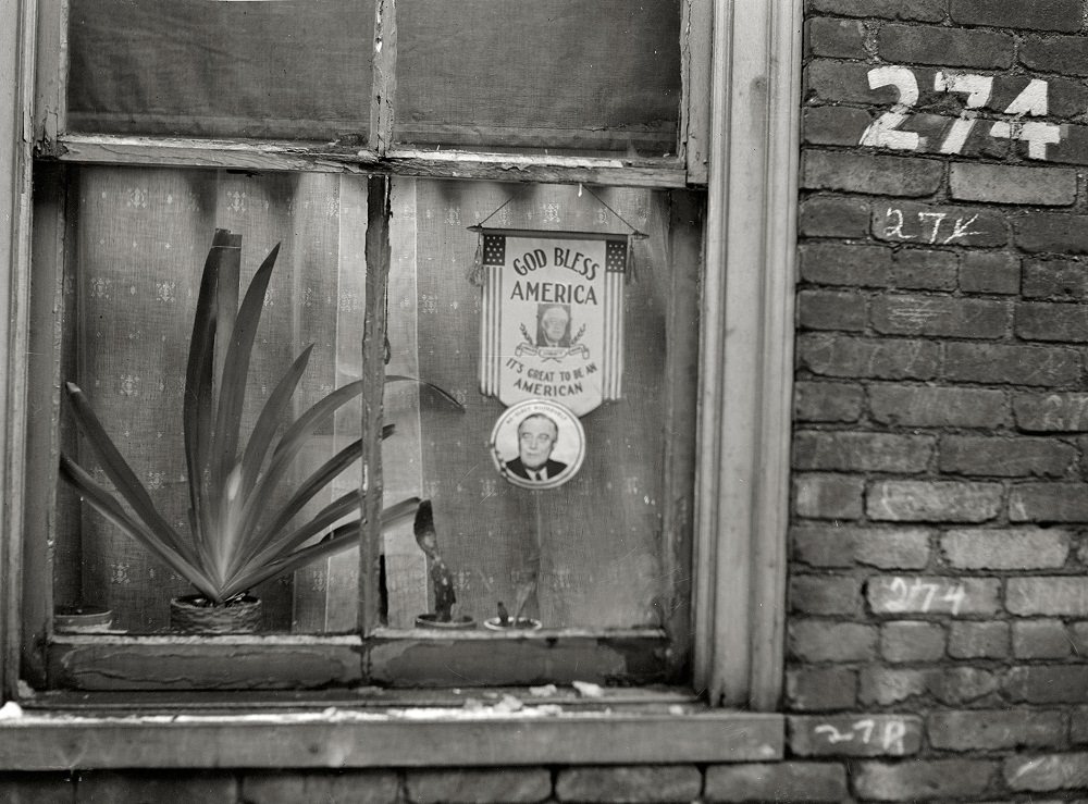 #7 Window in home of unemployed steelworker. Ambridge, Pennsylvania, January 1941