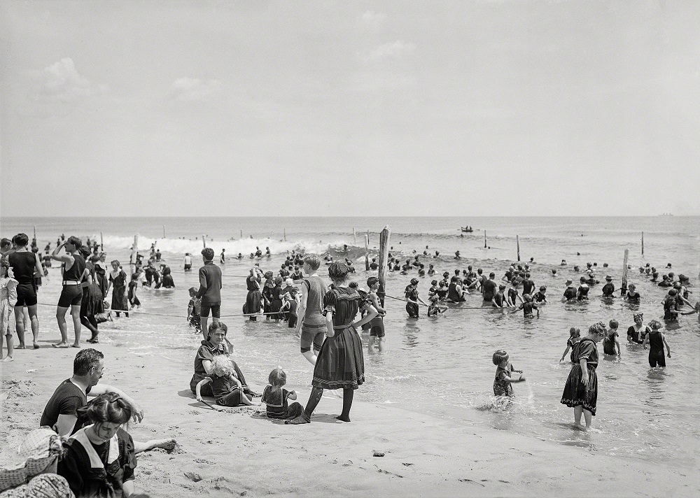 #50 Surf bathers at beach, possibly Atlantic City, 1910