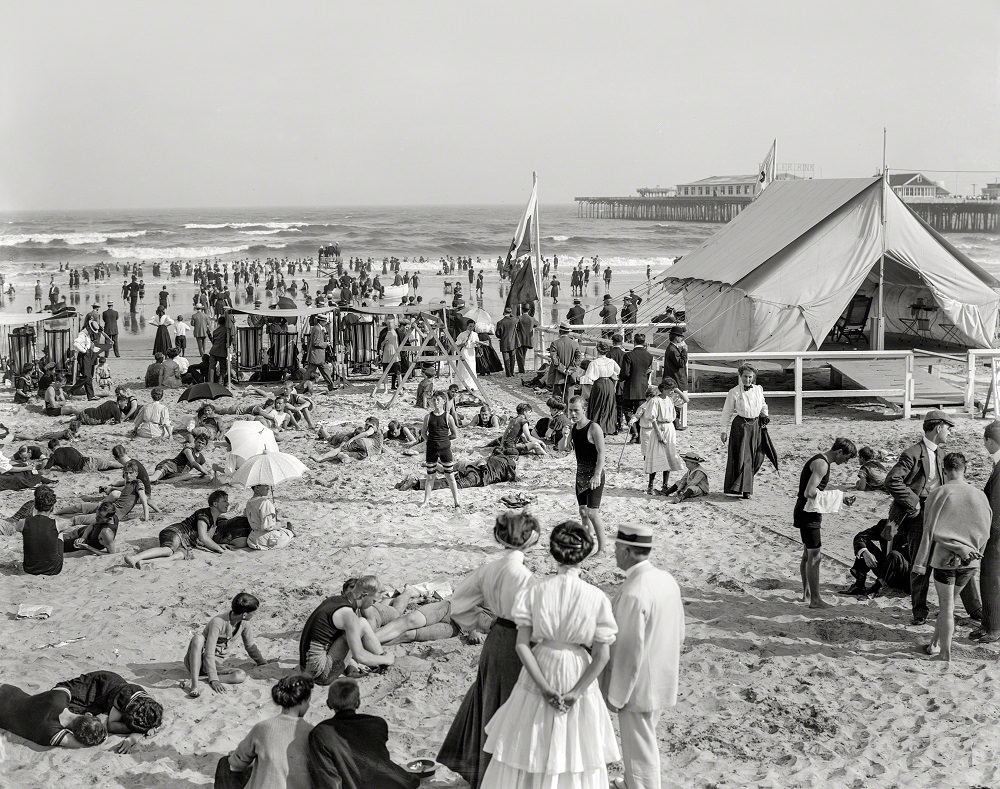 #47 The bathing hour, Atlantic City. The Jersey Shore circa 1908