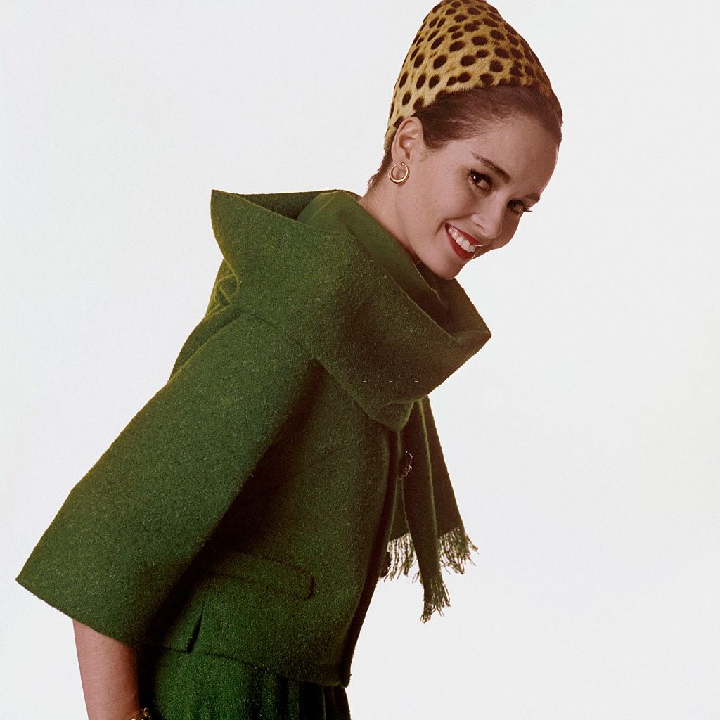 #1 Sandra Peterson in green wool tweed suit, 1960