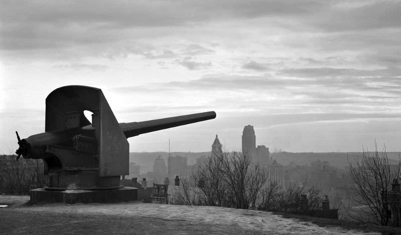 #13 A Civil War era cannon on Mt. Adams overlooks Ida Street, March 1939