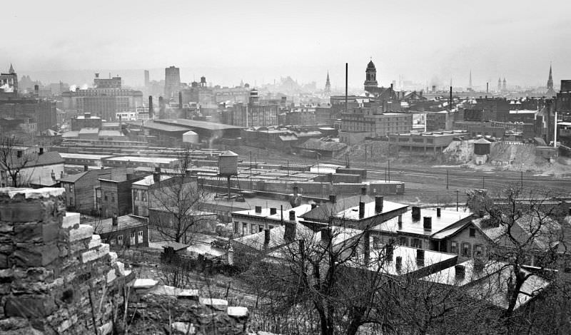 #39 The once busy train yard sandwiched between Gilbert Ave. and Reading Rd. on downtown Cincinnati’s east side, April 1939