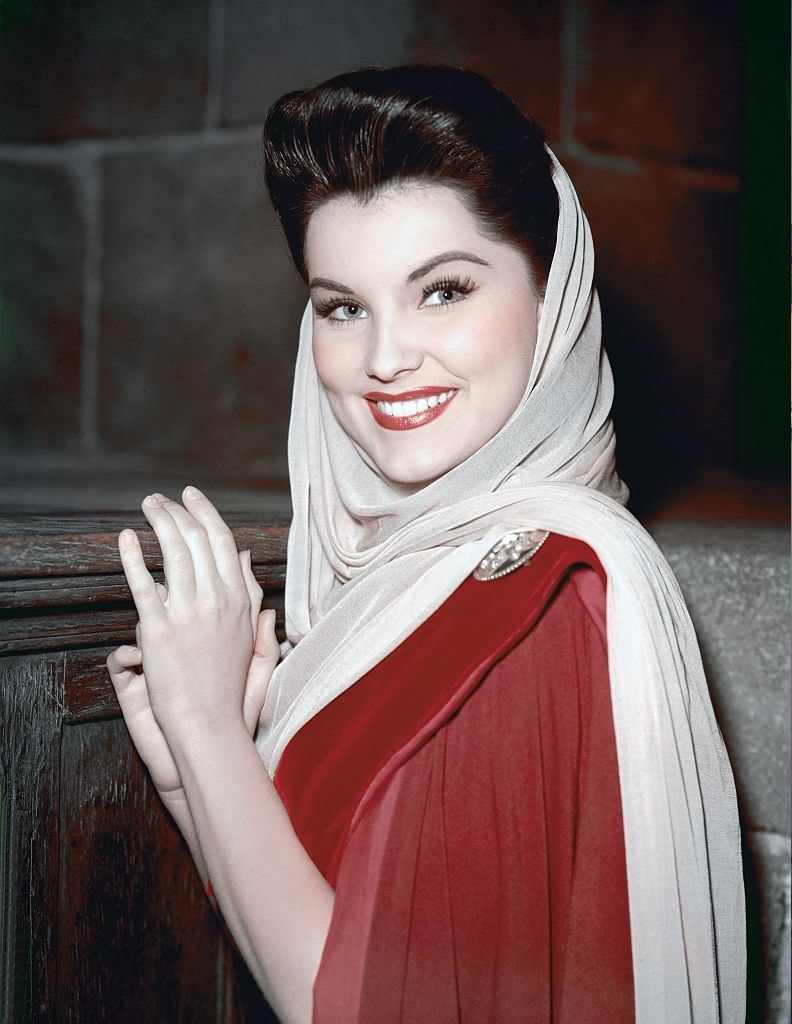 #1 Debra Paget on the set of Prince Valiant directed by Henry Hathaway.