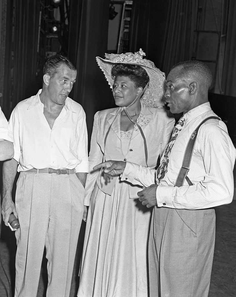 Ella Fitzgerald with Bill Bojangles and Robinson at CBS television variety show, “Toast of the Town”, 1948