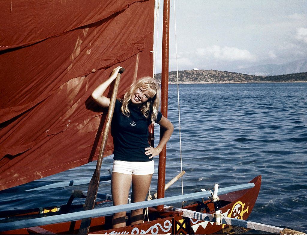 Hayley Mills on a boat in a scene from the film ‘The Moon-Spinners’, 1964