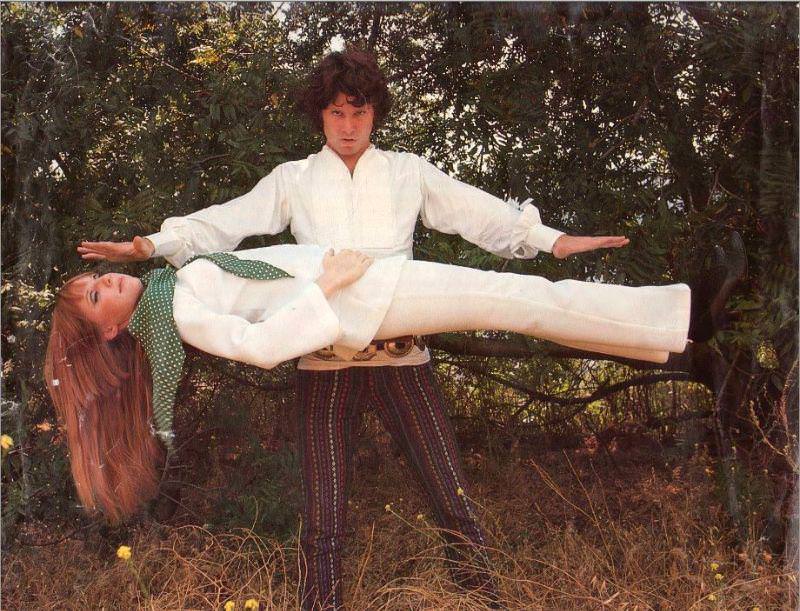 Jim Morrison ‘levitating’ Pamela Courson, 1968