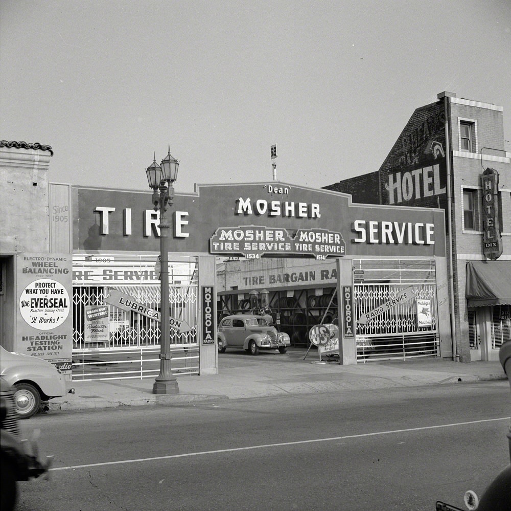 #16 Tire service station, Hollywood, California, 1942
