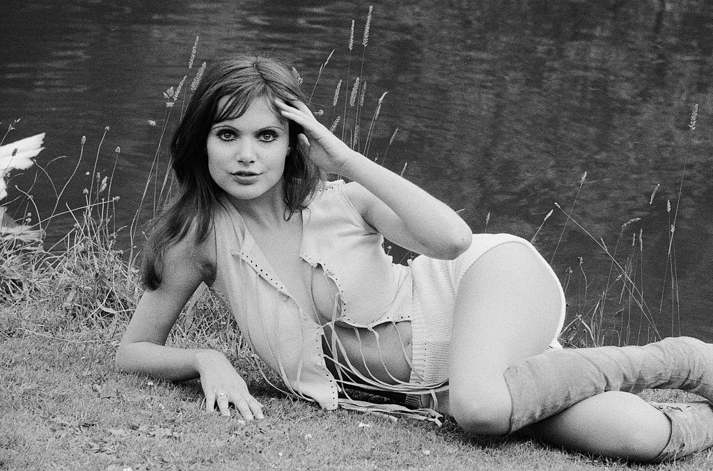 Madeline Smith during a break in filming “The Seven Magnificent Deadly Sins” at Pinewo, 1971