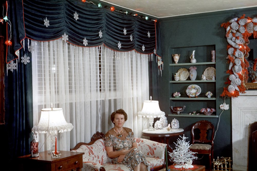#35 A women in her living rooom in Miami, Christmas 1954