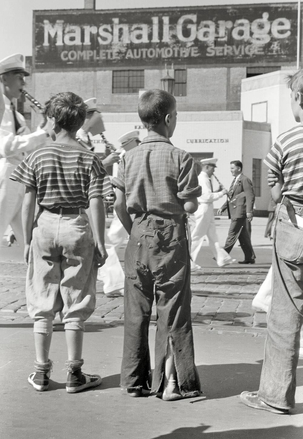 #13 Boys watching Letter Carriers Convention Paradem, Milwaukee, September 1939