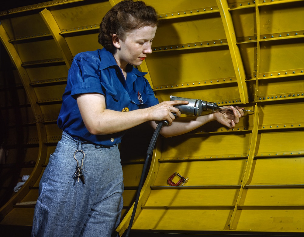 #13 Woman workig on a ‘Vengeance’ dive bomber, Nashville, 1943