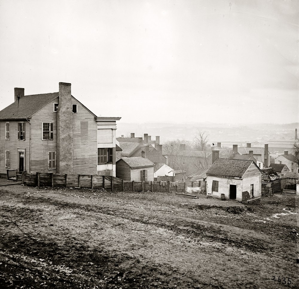 #11 Opposite view of the rail yards from Capitol Hill looking southwest, Nashville, 1864