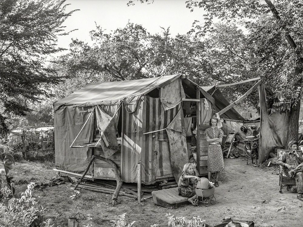 #14 Tent home of family living in community camp, Oklahoma City, July 1939