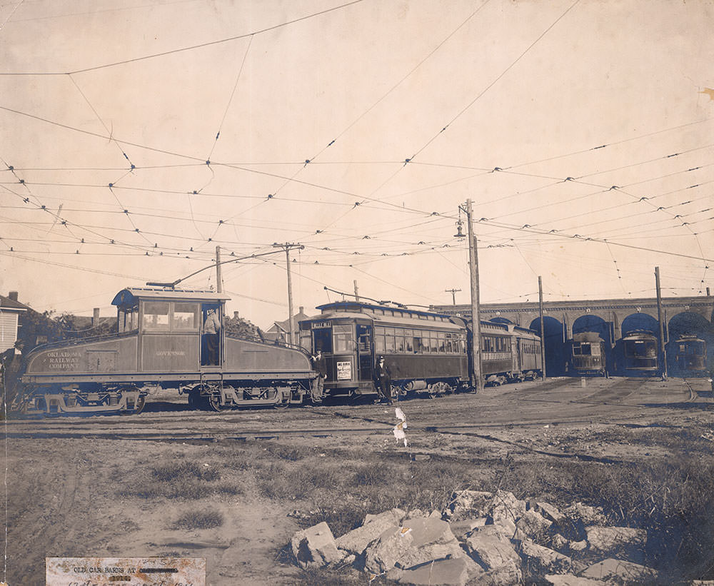 #11 Barns for Oklahoma City streetcars at Northwest 13th Street and Santa Fe Avenue, c. 1914