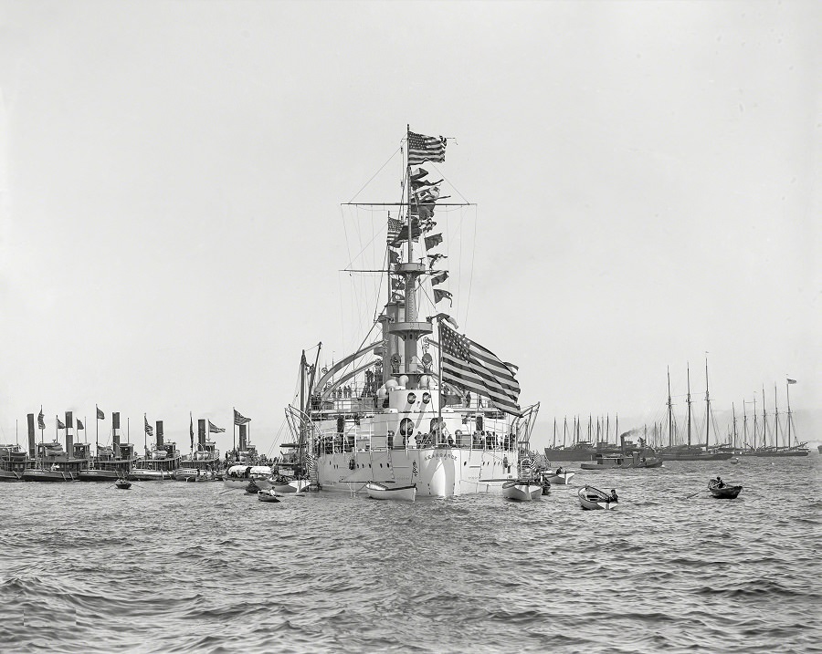 #51 Battleship U.S.S. Kearsarge from astern, Boston, 1906