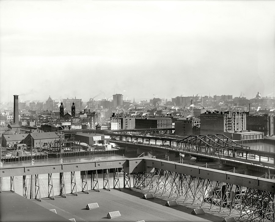 #85 Navy Yard docks and Charles River from Charlestown, Boston, 1906
