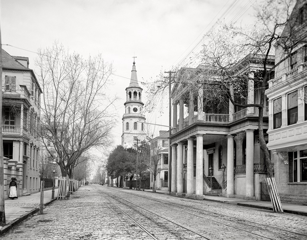 #8 Meeting Street and St. Michael’s Church, Charleston, 1910