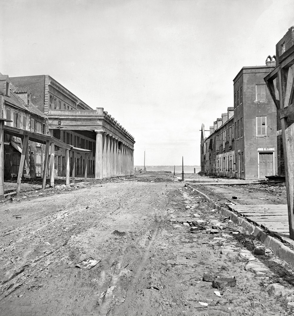 #64 Vendue Range looking east from near the corner of East Bay Street, Charleston, 1865