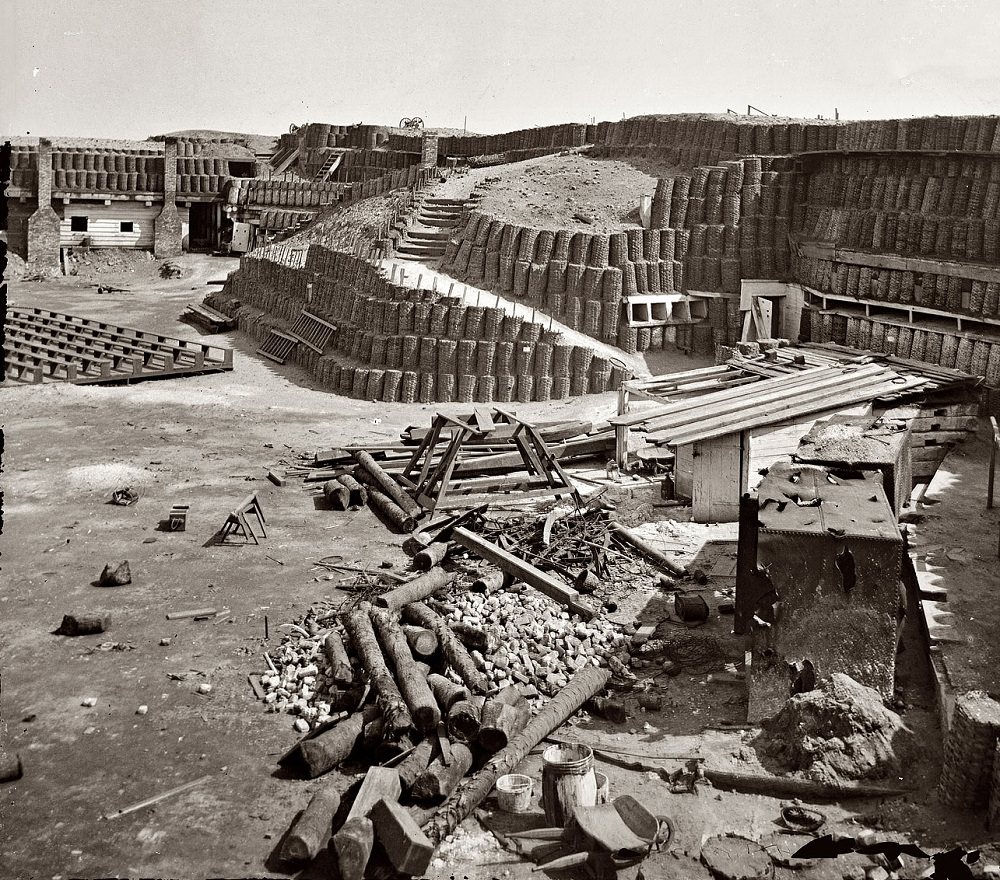 #59 Interior of Fort Sumter, with gabion reinforcements, 1865
