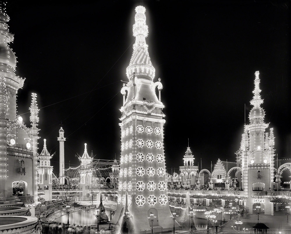 #61 Night in Luna Park, Coney Island, New York circa 1905